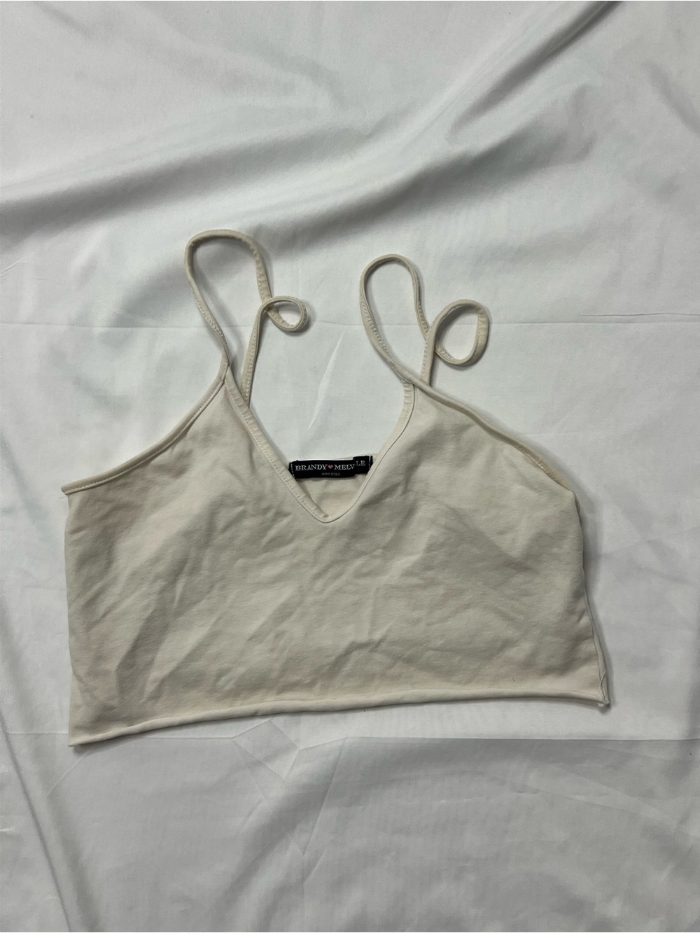 Brandy Melville Cream V-Neck Spaghetti Strap Crop